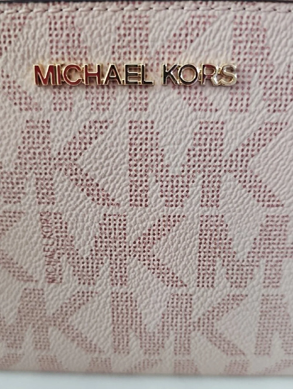 Michael Kors Blush Pink Signature Wristlet with Gold Hardware